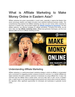 What is Affiliate Marketing to Make Money Online in Eastern Asia?