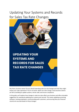 Updating Your Systems and Records for Sales Tax Rate Changes