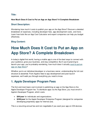 How Much Does It Cost to Put an App on App Store? A Complete Breakdown