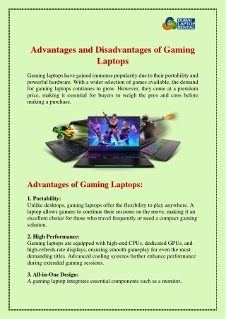 Advantages and Disadvantages of Gaming Laptops