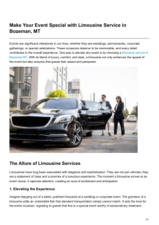 Make Your Event Special with Limousine Service in Bozeman, MT