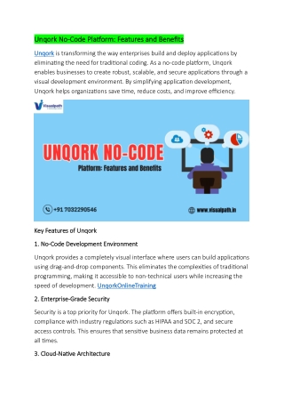 Unqork Training in Chennai | Unqork Training Online