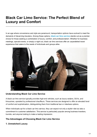 Black Car Limo Service The Perfect Blend of Luxury and Comfort