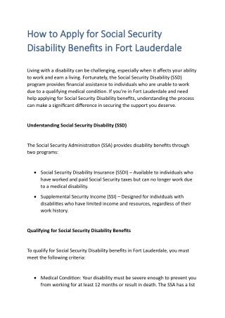 How to Apply for Social Security Disability Benefits in Fort Lauderdale