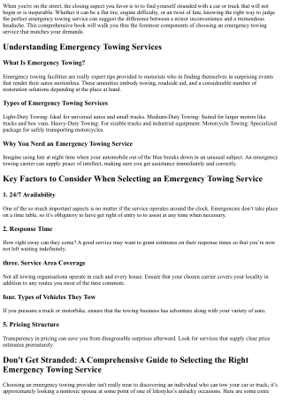 Don't Get Stranded: A Comprehensive Guide to Selecting the Right Emergency Towin