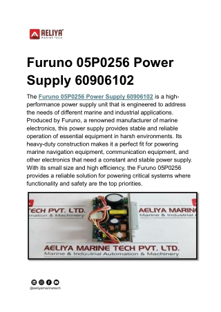 Furuno 05P0256 Power Supply 60906102