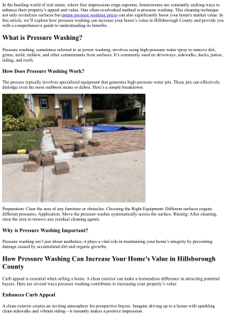 How Pressure Washing Can Increase Your Home's Value in Hillsborough County