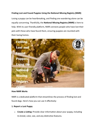 Finding Lost and Found Puppies Using the National Missing Registry