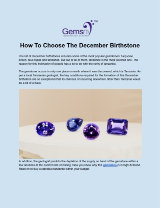 How To Choose The December Birthstone