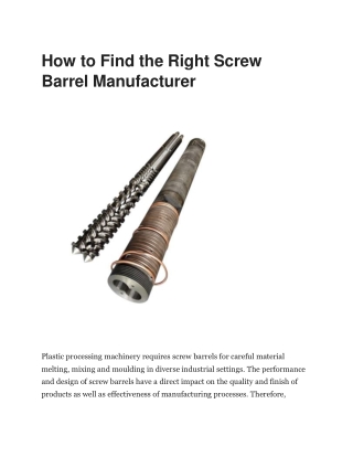 Screw Barrel Manufacturer in China | BJ Machinery