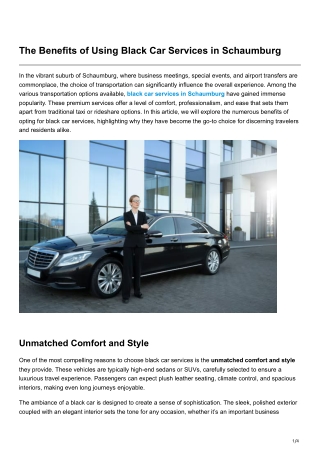 The Benefits of Using Black Car Services in Schaumburg
