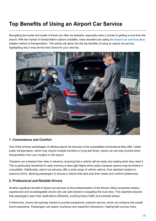 Top Benefits of Using an Airport Car Service