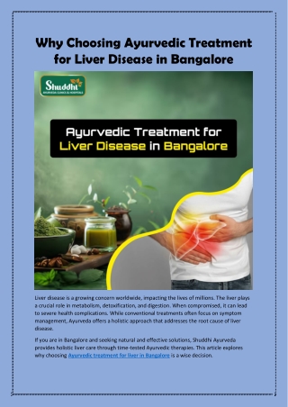 Ayurvedic Treatment for Liver Disease in Bangalore