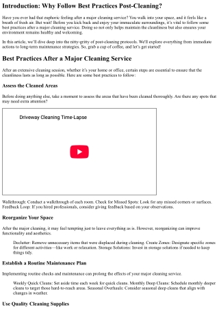 Best Practices After a Major Cleaning Service