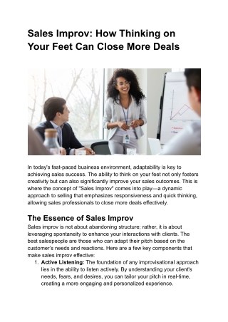 Sales Improv_ How Thinking on Your Feet Can Close More Deals