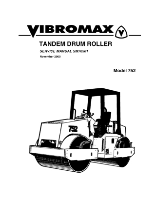 JCB VIBROMAX 752 Tandem Drum Roller Service Repair Manual Instant Download