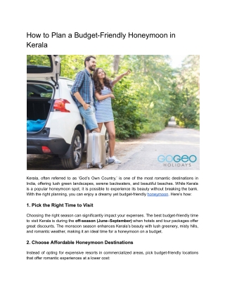How to Plan a Budget-Friendly Honeymoon in Kerala