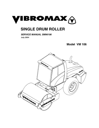 JCB VIBROMAX VM106 SINGLE DRUM ROLLER Service Repair Manual Instant Download