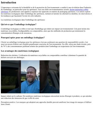 Les matériaux écologiques dans l'emballage des spiritueux