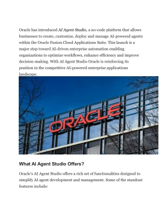 Oracle launches AI Agent Studio for Fusion Applications