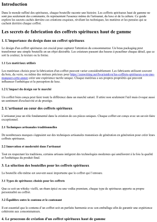 Les secrets de fabrication des coffrets spiritueux haut de gamme