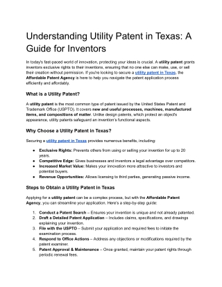 Understanding Utility Patents in Texas- A Guide for Inventors