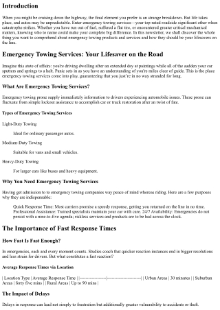 Emergency Towing Services: Your Lifesaver at the Road
