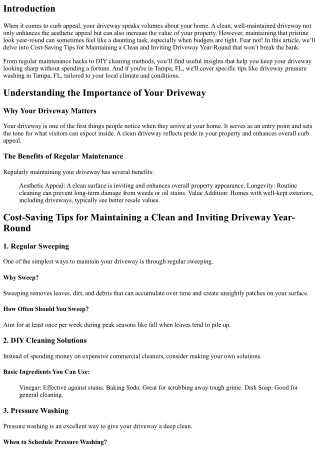 Cost-Saving Tips for Maintaining a Clean and Inviting Driveway Year-Round