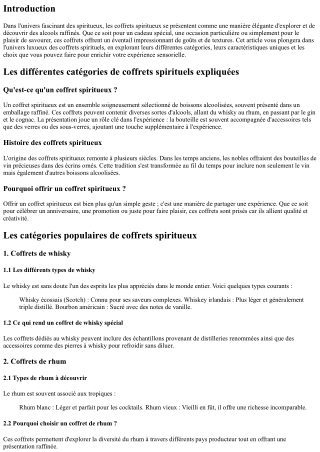 Les différentes catégories de coffrets spirituels expliquées