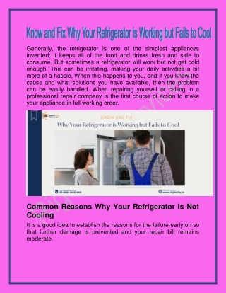 Know and Fix Why Your Refrigerator is Working but Fails to Cool
