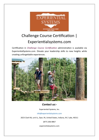 Challenge Course Certification | Experientialsystems.com