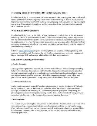 Mastering Email Deliverability