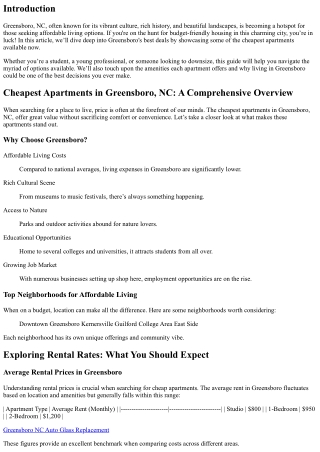 Greensboro's Best Deals: A Rundown of the Cheapest Apartments Available Now