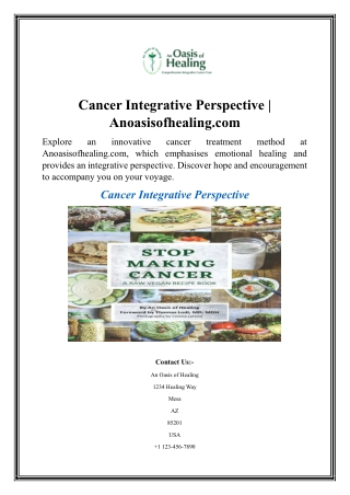 Cancer Integrative Perspective  Anoasisofhealing.com
