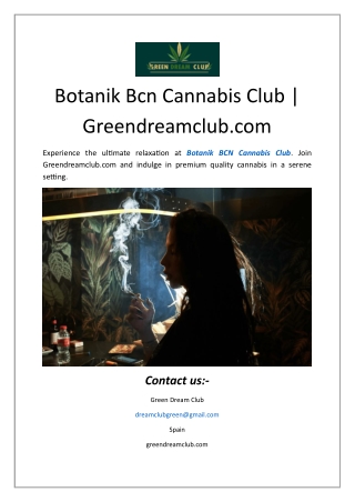 Botanik Bcn Cannabis Club | Greendreamclub.com