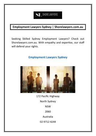 Employment Lawyers Sydney | Shorelawyers.com.au