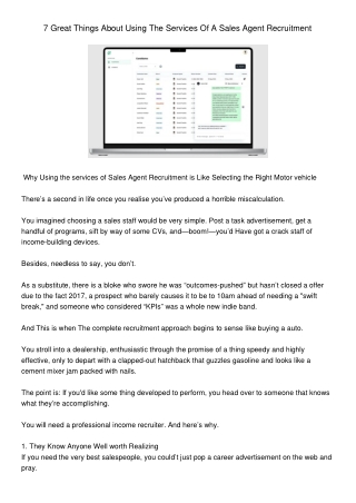 GreatThingsAboutUsingTheServicesOfASalesAgentRecruitment