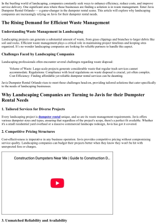 Why Landscaping Companies are Turning to Javis for their Dumpster Rental Needs