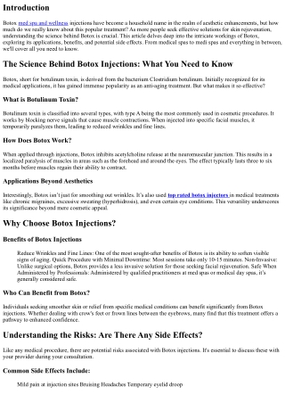 The Science Behind Botox Injections: What You Need to Know