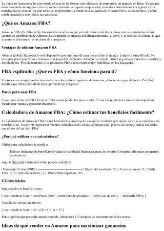 Calculadora de Amazon FBA: ¿Cómo estimar tus beneficios fácilmente?