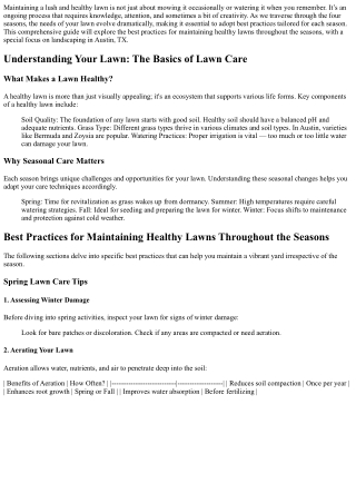 “Best Practices for Maintaining Healthy Lawns Throughout the Seasons”