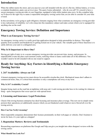 Ready for Anything: How to Identify a Reliable Emergency Towing Service