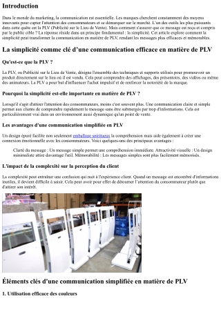 La simplicité comme clé d’une communication efficace en matière de PLV