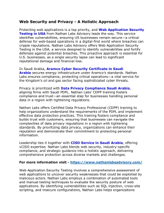 Web Security and Privacy - A Holistic Approach