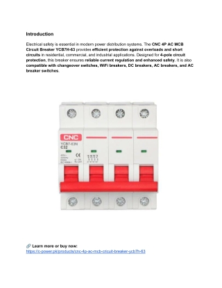 CNC 4P AC MCB Circuit Breaker YCB7H-63 – Ultimate Electrical Protection