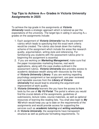 Top Tips to Achieve A   Grades in Victoria University Assignments in 2025