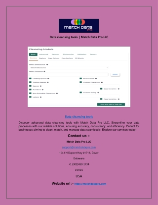 Data cleansing tools | Match Data Pro LLC