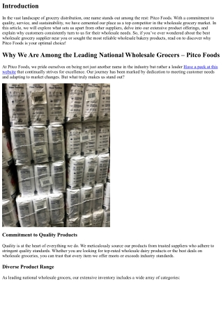 Why We Are Among the Leading National Wholesale Grocers – Pitco Foods