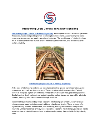 Interlocking Logic Circuits in Railway Signalling