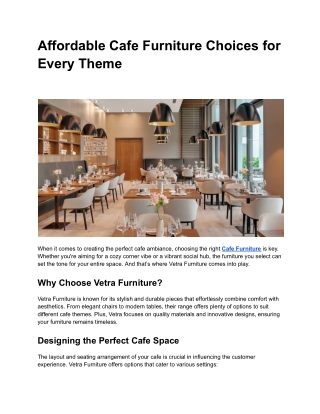 Key Factors to Consider Before Buying Cafe Furniture